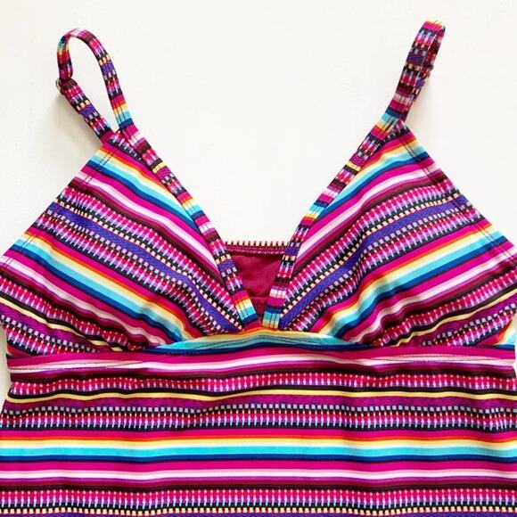Mossimo Multicolored Striped Tankini Swim Top Size Small - Picture 3 of 12